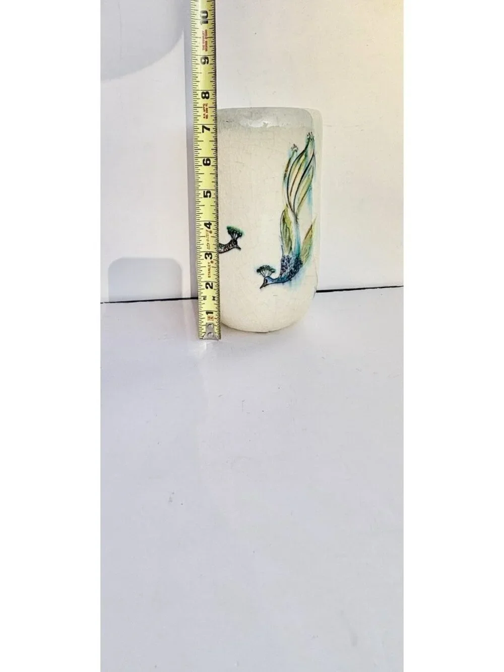 Vintage Studio Pottery Cylinder Vase Black White Abstract Ceramic Home Decor